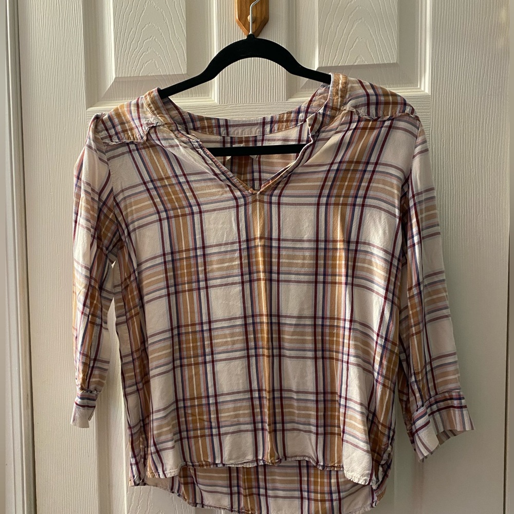 Brownish orange flannel button down shirt size xs in women’s